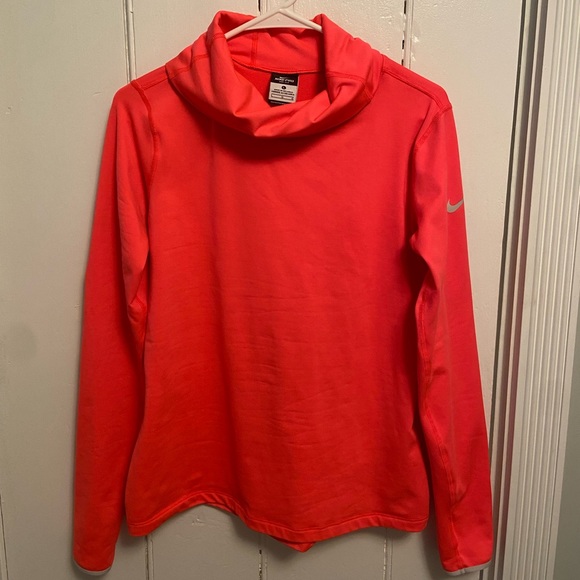 Nike Tops - Nike Pro Size Large Hot Pink Coral Long Sleeve Turtle Neck Fleece Lined Top